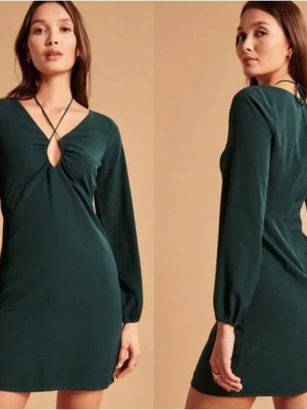 Abercrombie & Fitch Forest Green Long Sleeve Mini Dress
